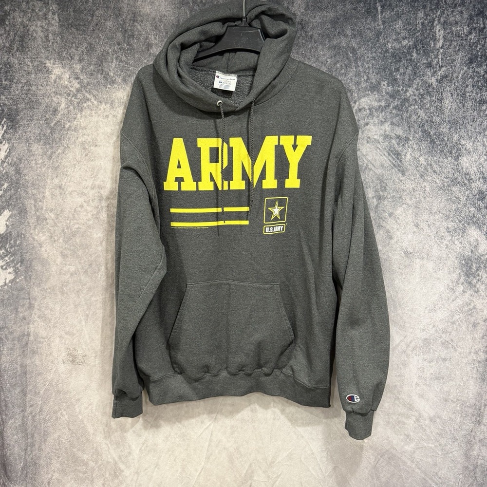 Champion Eco Authentic U.S. Army Hoodie Mens XL Gray Pullover S700 HL